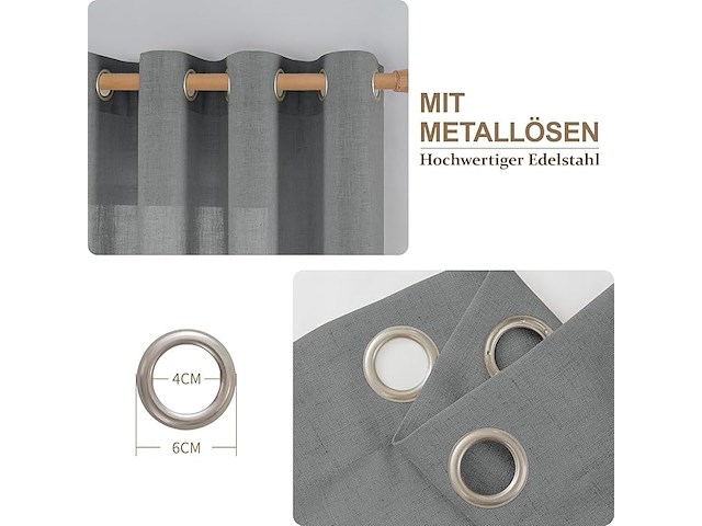 Cucraf linnen gordijnen met oogjes - afbeelding 2 van  3