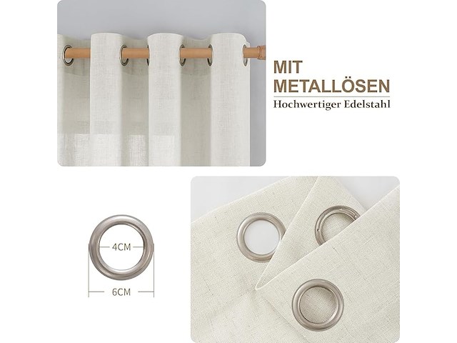 Cucraf linnen gordijnen met oogjes - afbeelding 2 van  4