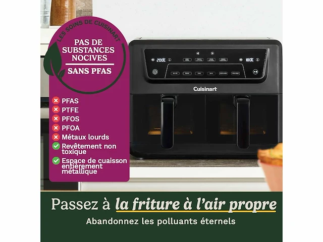 Cuisinart xxl airfryer 2 compartimenten, pfas-vrij - afbeelding 3 van  7