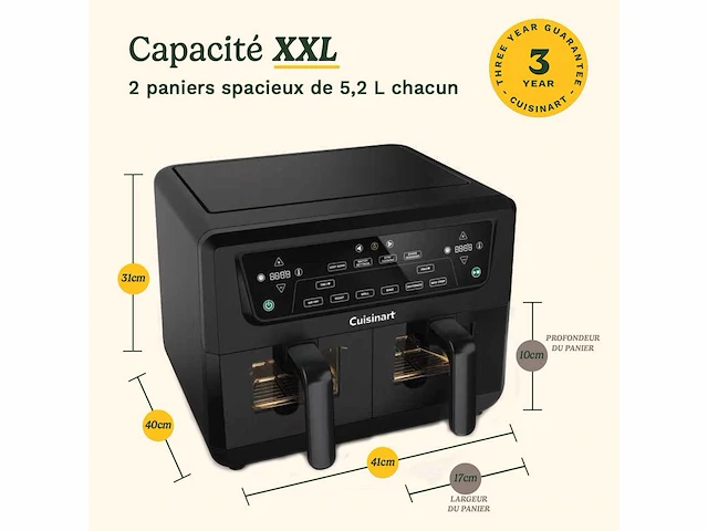 Cuisinart xxl airfryer 2 compartimenten, pfas-vrij - afbeelding 5 van  7
