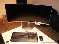 Curved monitor - samsung toetsenbord - logitech muis - microsoft - afbeelding 1 van  2