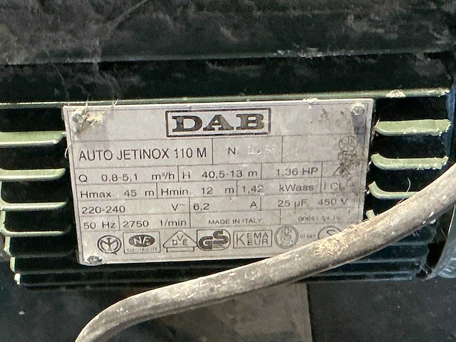 Dab auto jetinox 110m waterpomp - afbeelding 3 van  3