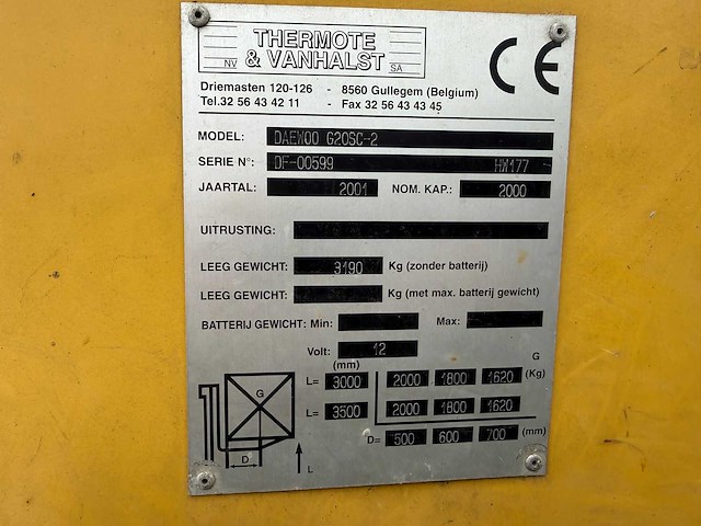 Daewoo - 2001 - g20sc-2 - vorkheftruck - afbeelding 6 van  20