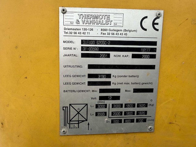 Daewoo - 2001 - g20sc-2 - vorkheftruck - afbeelding 4 van  20