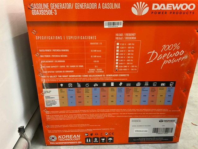 Daewoo - 2023 - gdax9250e-3 - benzine stroomgenerator 230/400v - afbeelding 6 van  15