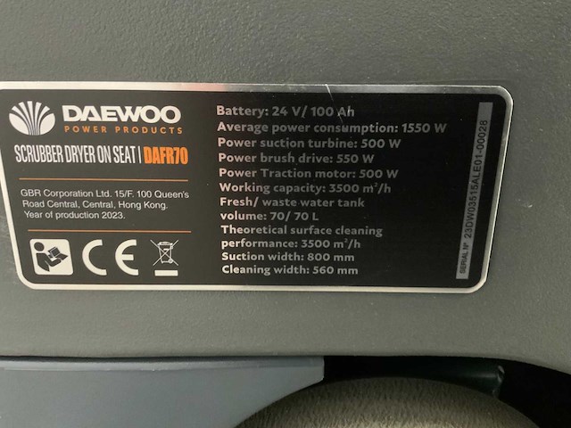 Daewoo - 2025 - dafr70 - zit schrobzuigmachine - afbeelding 7 van  9