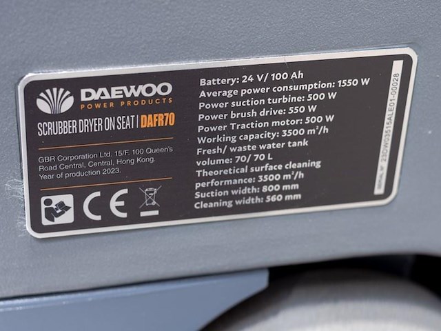 Daewoo - 2025 - dafr70 - zitschrobmachine - afbeelding 10 van  19