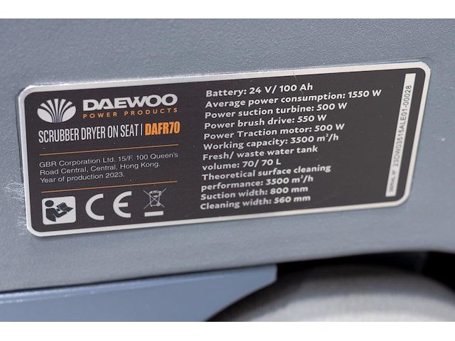 Daewoo - 2025 - dafr70 - zitschrobmachine - afbeelding 10 van  19