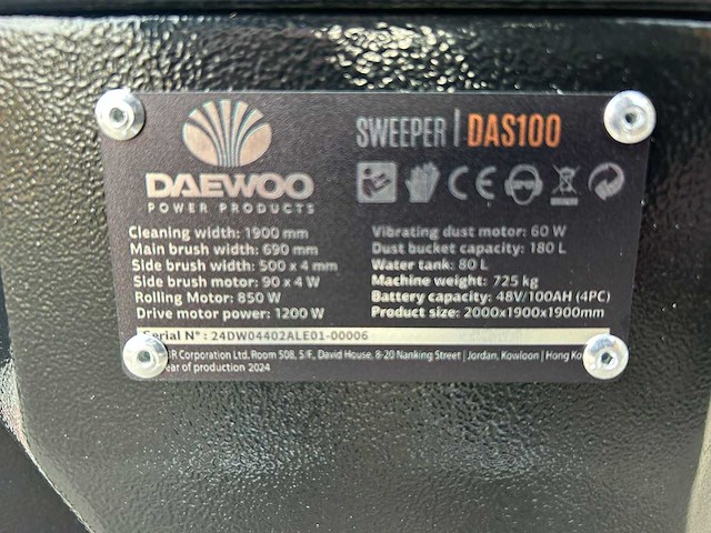 Daewoo - 2025 - das100 - parkeerplaats veegmachine - afbeelding 9 van  30
