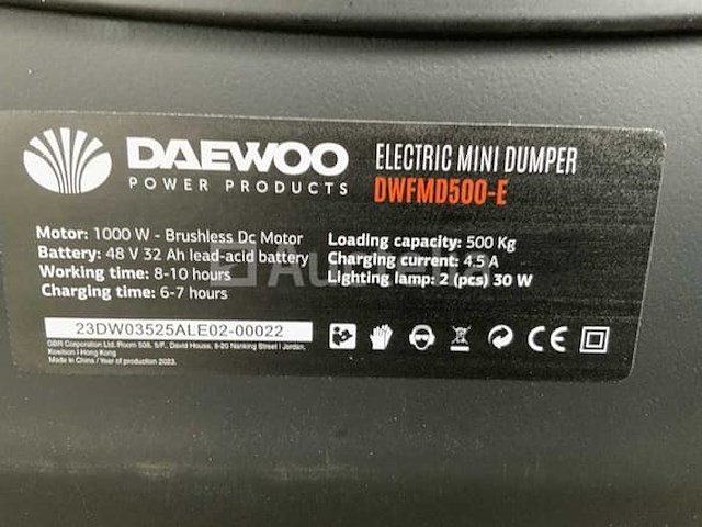 Daewoo - 2025 - dwfmd500-e -elektrische dumper - afbeelding 1 van  15