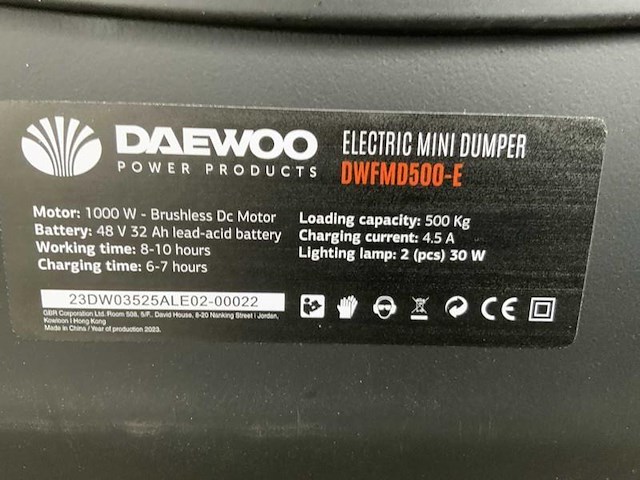 Daewoo - 2025 - dwfmd500-e -elektrische dumper - afbeelding 6 van  15