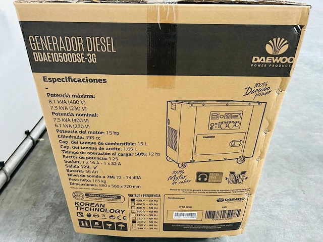 Daewoo - 2026 - ddae10500dse-3g - 8.1 kva diesel generator - afbeelding 10 van  19