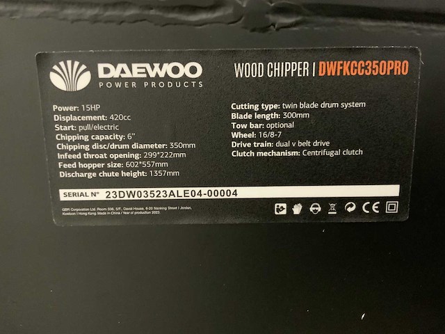 Daewoo - 2026 - dwfkcc350pro - houthakselaar - afbeelding 8 van  19