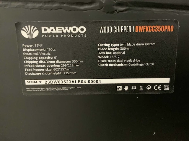 Daewoo - 2026 - dwfkcc350pro - houthakselaar - afbeelding 4 van  7