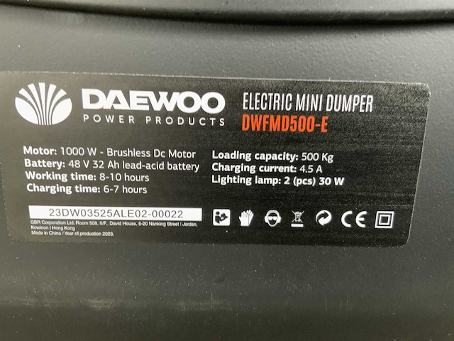 Daewoo - 2026 - dwfmd500-e - elektrische dumper - afbeelding 15 van  15