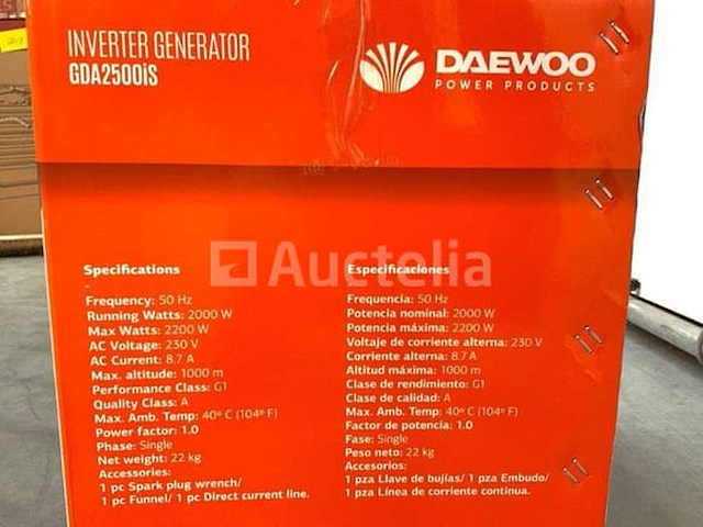 Daewoo - 2026 - gda2500is - inverter generator 2200w 8.7a - afbeelding 33 van  75