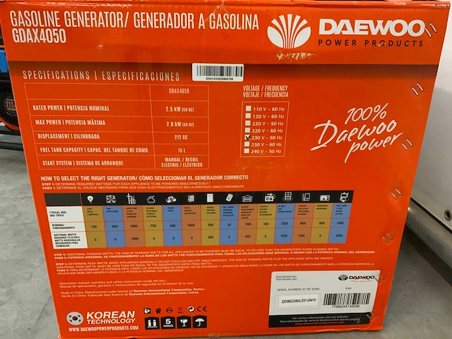 Daewoo - 2026 - gdax4050 - stroomgenerator - afbeelding 3 van  12