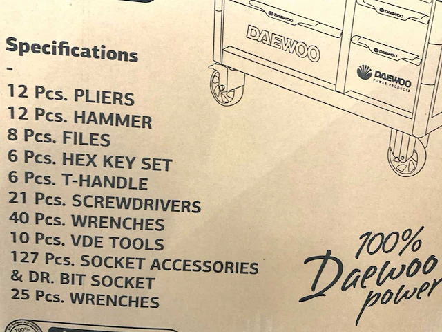 Daewoo - damws267 - 267 delig - gereedschapswagen - afbeelding 14 van  29