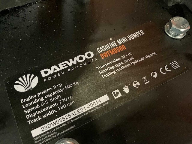 Daewoo - dwfmd500 - 2025 - hydraulische dumper benzine - afbeelding 10 van  10