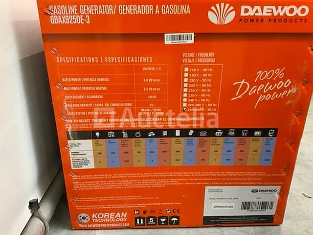 Daewoo - gdax9250e - benzine generator - afbeelding 8 van  15