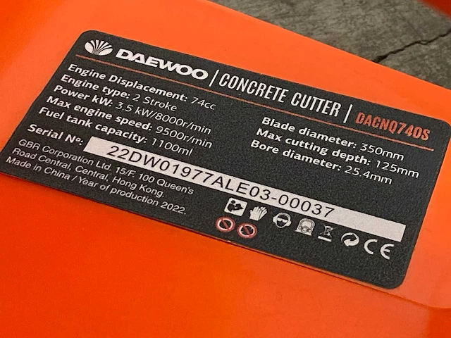 Daewoo dacnq740s betonzaag / motorslijper - afbeelding 4 van  6