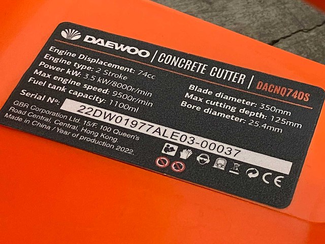 Daewoo dacnq740s betonzaag / motorslijper - afbeelding 2 van  3