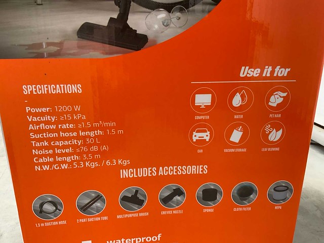 Daewoo davc1200-30l industriële nat- droogstofzuiger - afbeelding 5 van  6