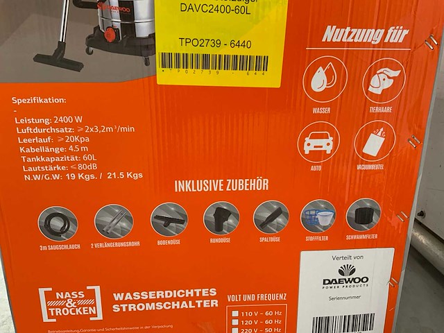 Daewoo davc2400-60l industriële nat- droogstofzuiger - afbeelding 7 van  11