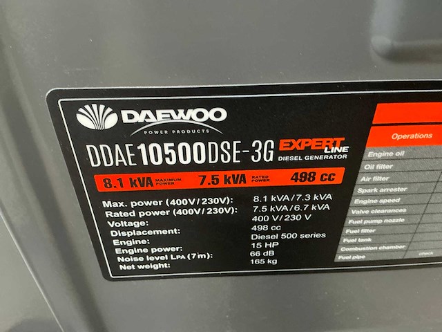 Daewoo ddae10500dse-3g stroomgenerator - afbeelding 9 van  10