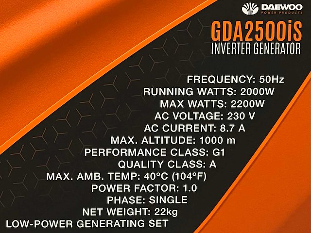 Daewoo gda2500is inverter stroomgenerator - afbeelding 8 van  19