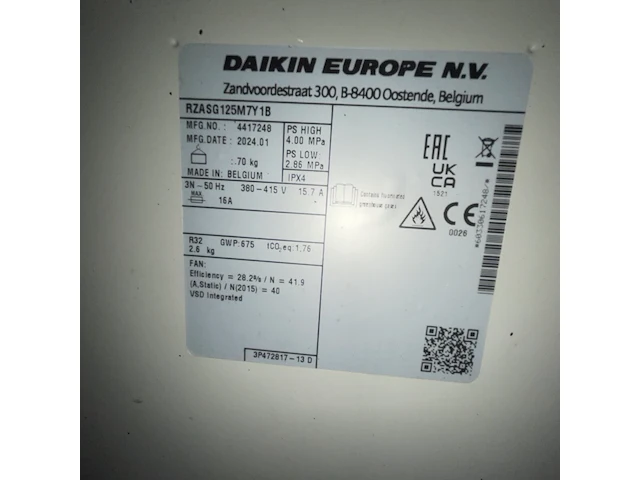 Daikin airco met buitenunit, bouwjaar 01/2024 - afbeelding 2 van  10