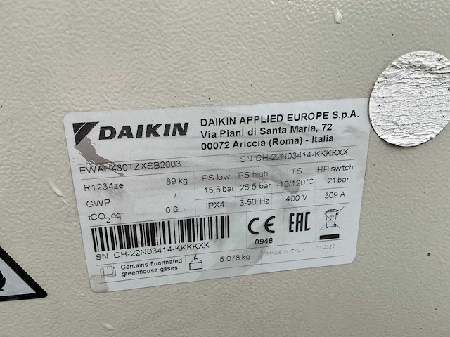 Daikin ewah430tzxsb2003 hydrochiller/ijswatermachine - afbeelding 6 van  14