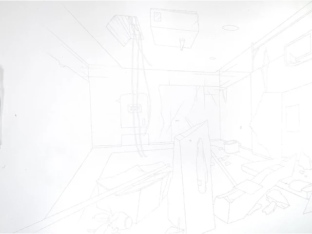 Daniel roth (1969), 'portland', 2004, graphite drawing in a plexi box 82 x 122 x 25 cm. (32.28 x 48.03 x 9.83 in.) - afbeelding 1 van  2
