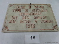 Dankplaquette marmer uit 1918