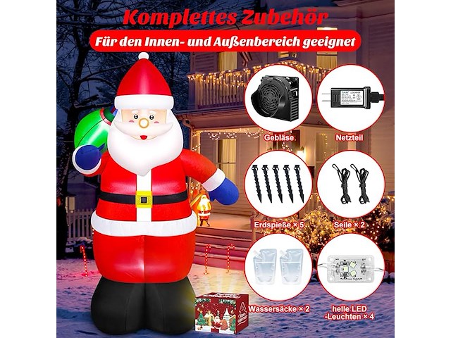 Danxilu opblaasbare kerstman (183 cm) - afbeelding 5 van  5