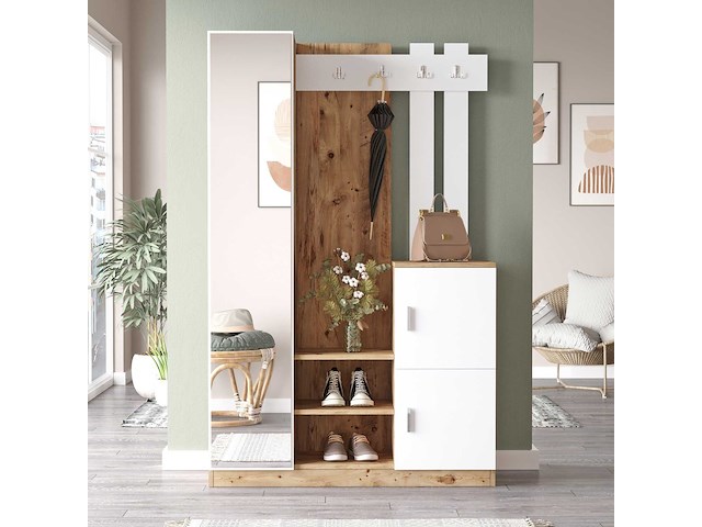 Dd7 kapstok | 100% melamine | atlantisch grenen, wit - afbeelding 1 van  6