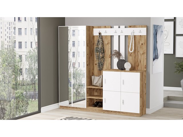 Dd9 kapstok | 100% melamine | atlantisch grenen, wit - afbeelding 3 van  6