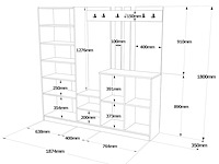 Dd9 kapstok | 100% melamine | atlantisch grenen, wit - afbeelding 5 van  6