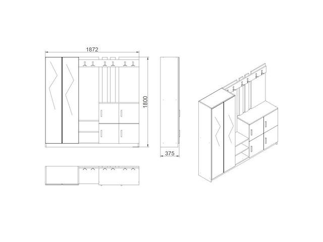 Dd9 kapstok | 100% melamine | atlantisch grenen, wit - afbeelding 6 van  6