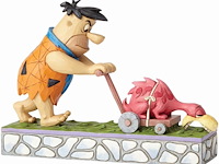 De flintstones - jim shore beeldje - enesco - fred maait het gazon "mower-a-saurus" 4058333 - afbeelding 1 van  3