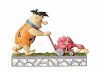De flintstones - jim shore beeldje - enesco - fred maait het gazon "mower-a-saurus" 4058333 - afbeelding 2 van  3