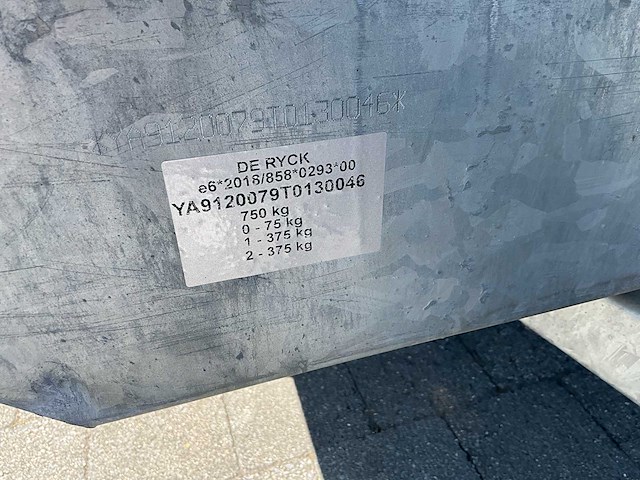 De ryck aanhangwagen kipper (manueel) - ongeremd 750kg - afbeelding 3 van  19