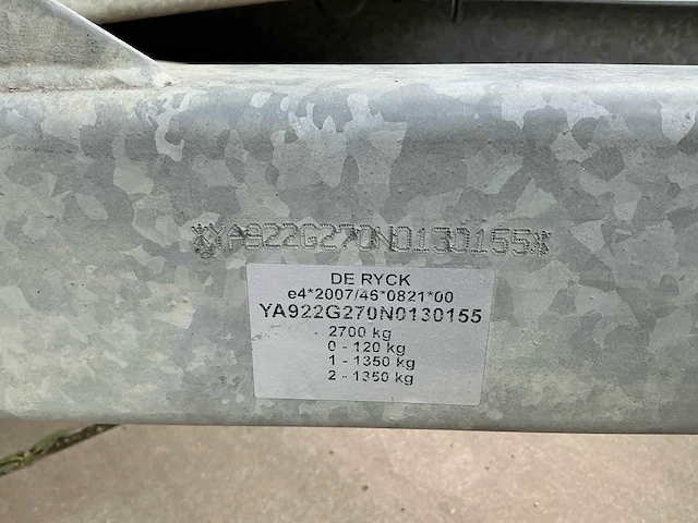 De ryck hydraulische kipper 2-assige aanhangwagen 2.700 kg - afbeelding 3 van  20