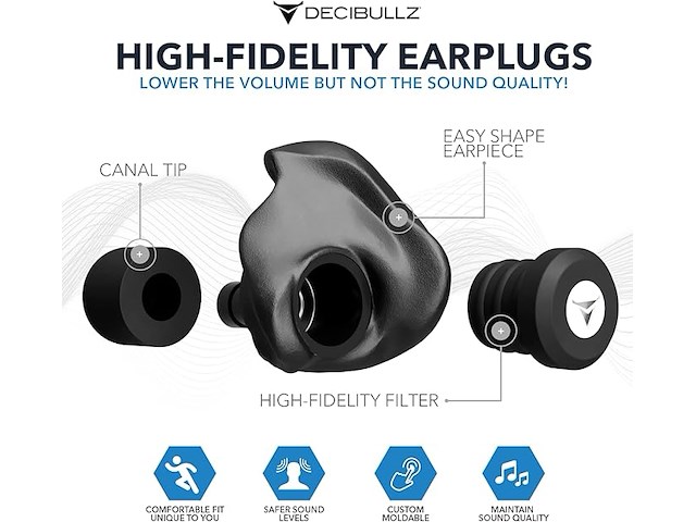 Decibullz high fidelity custom molded oordopjes - afbeelding 5 van  5