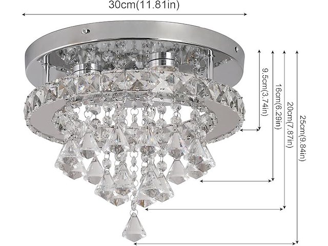 Deckrico kristallen plafondlamp warmwit/koel/neutraal met dimmer en afstandsbediening - afbeelding 4 van  4
