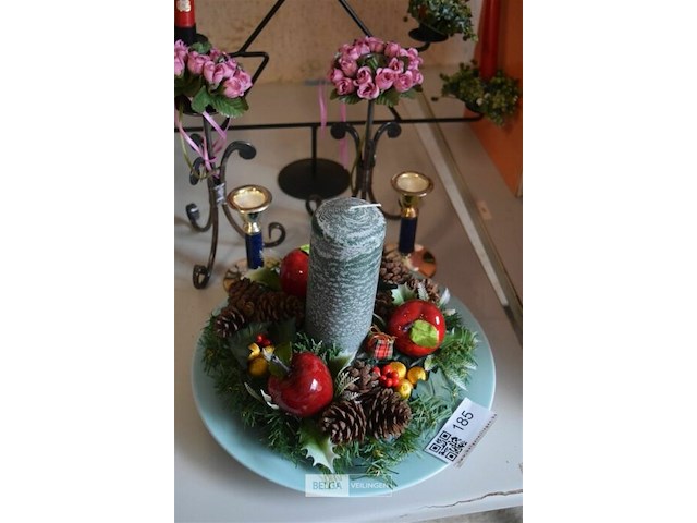 Decobord met kaars en 5 kandelaars - afbeelding 2 van  4