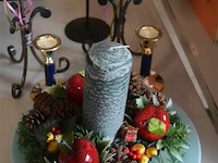 Decobord met kaars en 5 kandelaars - afbeelding 2 van  4