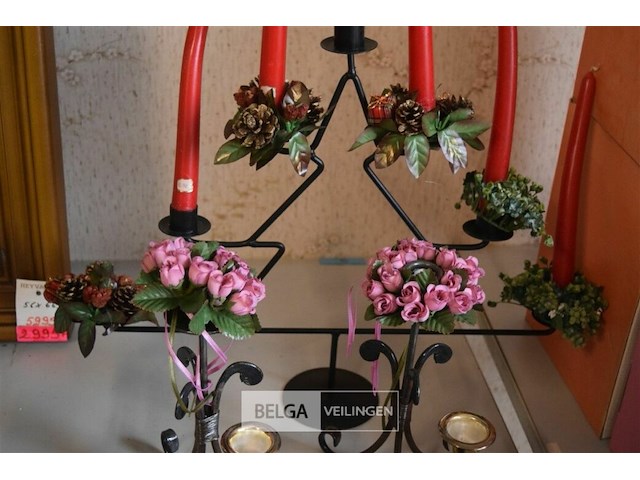 Decobord met kaars en 5 kandelaars - afbeelding 3 van  4