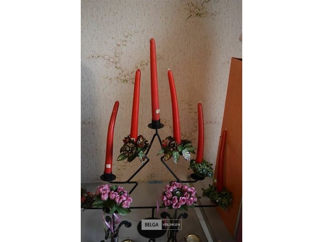 Decobord met kaars en 5 kandelaars - afbeelding 4 van  4