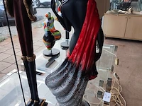 Decoratief beeld kerstman ca. 80 cm, decoratief beeld dame in aardewerk - afbeelding 4 van  8
